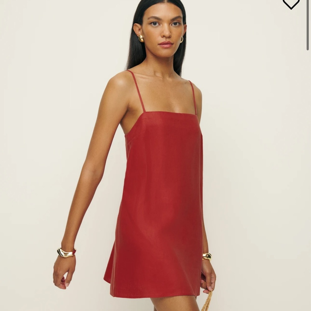 Reformation linen dress red